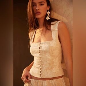 Promesa Blooming Loom Floral Tapestry Corset Top